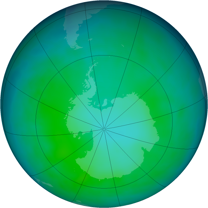 Antarctic ozone map for May 2011